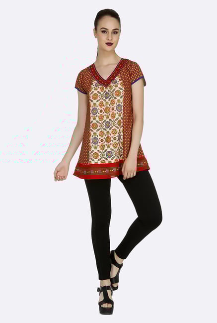 Fusion Beats Beige Floral Printed Top Fusion Beats Beige Floral Printed Top