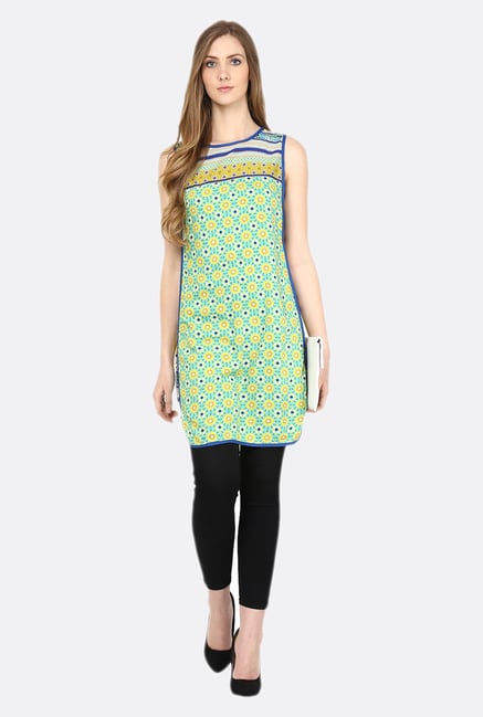 Fusion Beats Lime Printed Tunic Fusion Beats Lime Printed Tunic