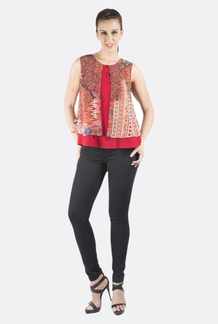 Fusion Beats Red Printed Top Fusion Beats Red Printed Top