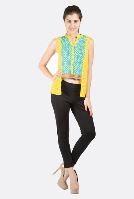 Fusion Beats Yellow Printed Sleeveless Top Fusion Beats Yellow Printed Sleeveless Top