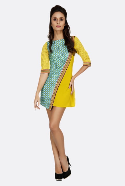 Fusion Beats Yellow Printed Tunic Fusion Beats Yellow Printed Tunic