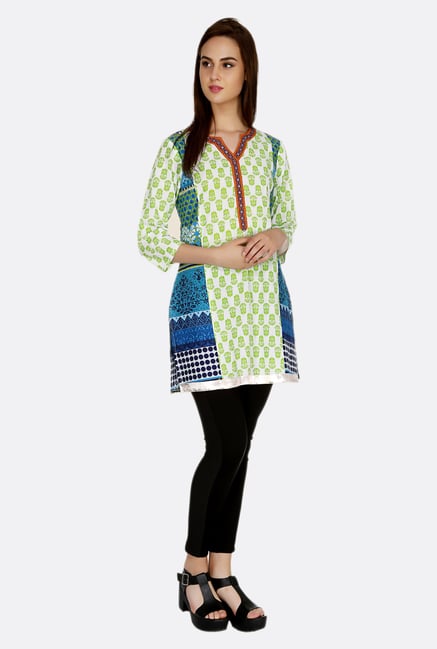 Fusion Beats Green Printed Tunic Fusion Beats Green Printed Tunic