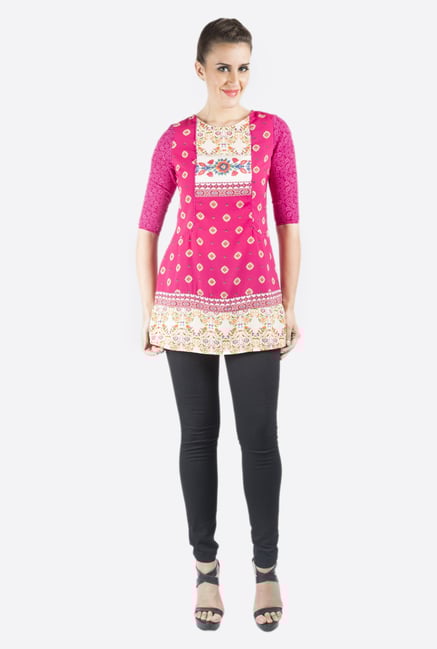 Fusion Beats Pink Printed Tunic Fusion Beats Pink Printed Tunic