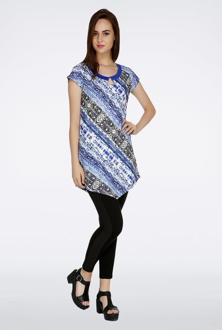 Fusion Beats Blue Printed Tunic Fusion Beats Blue Printed Tunic