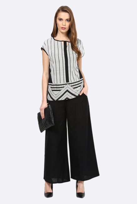 109 F Black Solid Cotton Palazzos 109 F Black Solid Cotton Palazzos