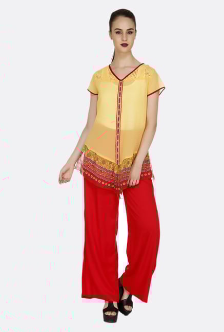 Fusion Beats Yellow Printed Top Fusion Beats Yellow Printed Top
