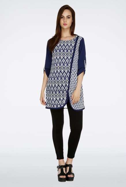 Fusion Beats Navy Printed Tunic Fusion Beats Navy Printed Tunic