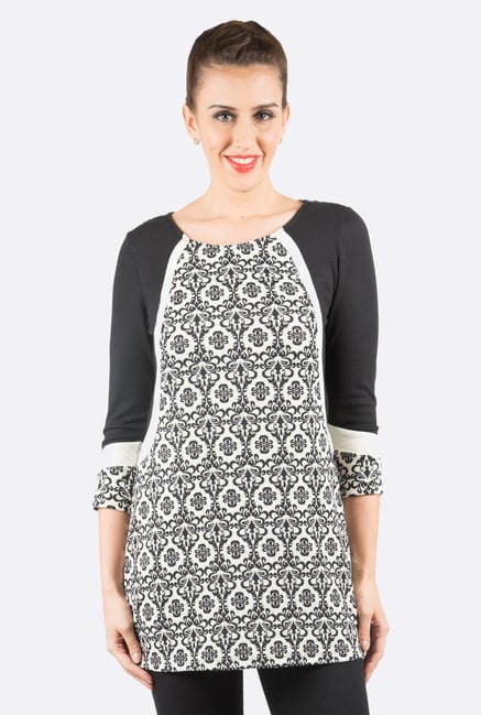 109 F Black & Off-White Printed Tunic 109 F Black & Off-White Printed Tunic