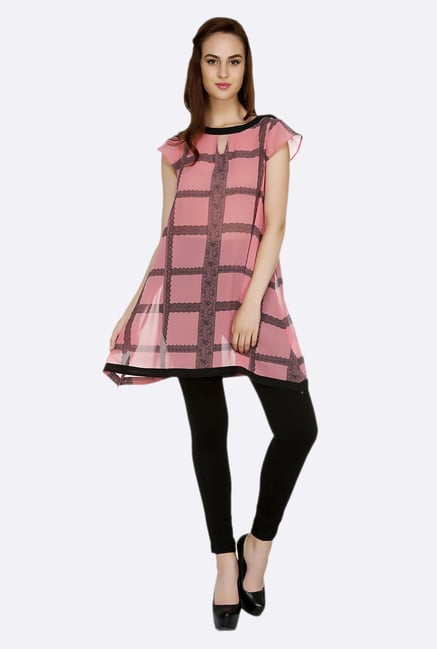 109 F Pink & Black Printed Tunic 109 F Pink & Black Printed Tunic