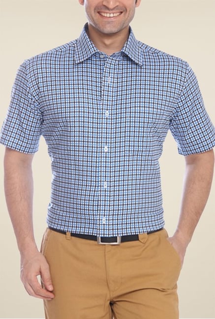 Park Avenue Blue Checks Cotton Shirt Park Avenue Blue Checks Cotton Shirt