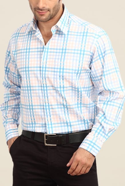 ColorPlus White & Blue Checks Shirt ColorPlus White & Blue Checks Shirt