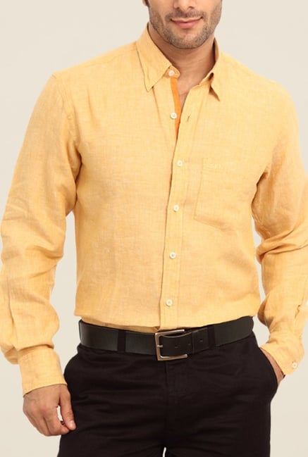 ColorPlus Orange Solid Linen Shirt ColorPlus Orange Solid Linen Shirt
