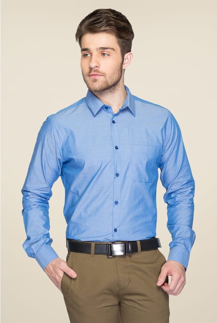 Park Avenue Blue Solid Cotton Shirt Park Avenue Blue Solid Cotton Shirt