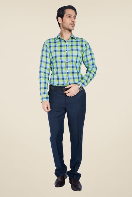 ColorPlus Navy Checks Linen Shirt ColorPlus Navy Checks Linen Shirt