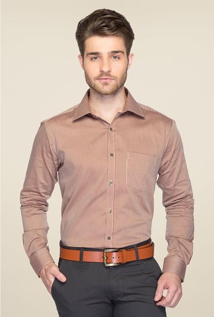 Park Avenue Brown Striped Cotton Shirt Park Avenue Brown Striped Cotton Shirt