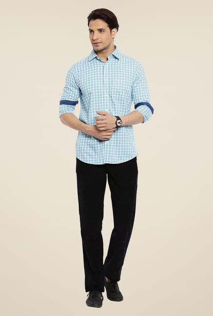 ColorPlus Sky Blue Checks Shirt ColorPlus Sky Blue Checks Shirt