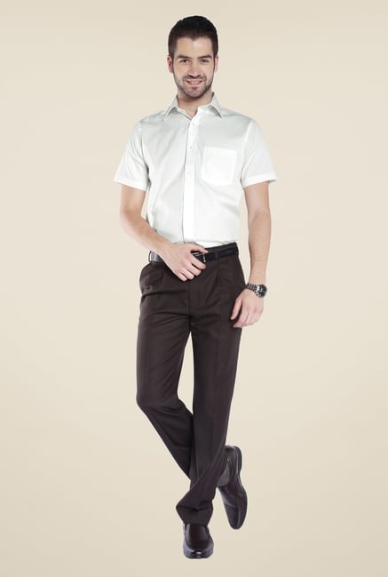 Park Avenue Cream Solid Cotton Shirt Park Avenue Cream Solid Cotton Shirt