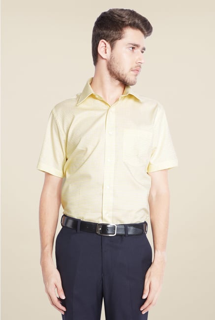 Park Avenue Yellow Checks Cotton Shirt Park Avenue Yellow Checks Cotton Shirt