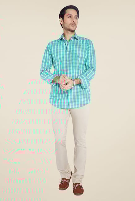 ColorPlus Turquoise Checks Shirt ColorPlus Turquoise Checks Shirt