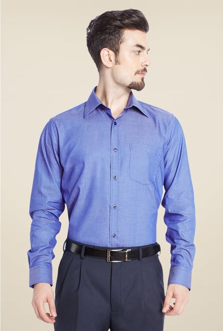 Park Avenue Blue Solid Cotton Shirt Park Avenue Blue Solid Cotton Shirt