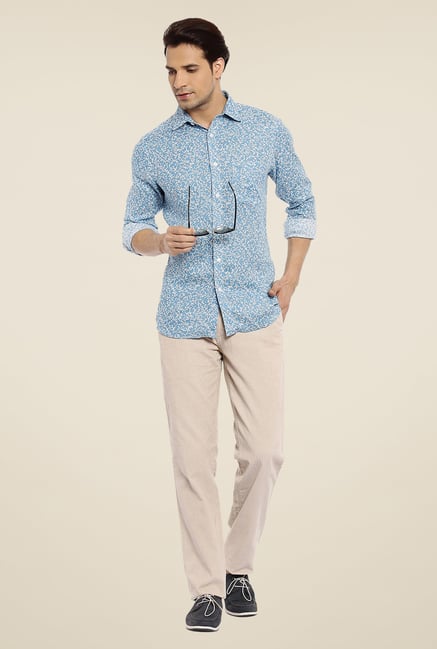 ColorPlus Blue Printed Linen Shirt ColorPlus Blue Printed Linen Shirt