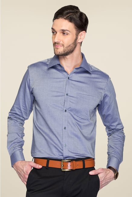Park Avenue Blue Checks Cotton Shirt Park Avenue Blue Checks Cotton Shirt