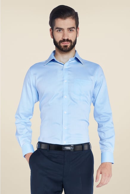 Park Avenue Blue Self Print Cotton Shirt Park Avenue Blue Self Print Cotton Shirt
