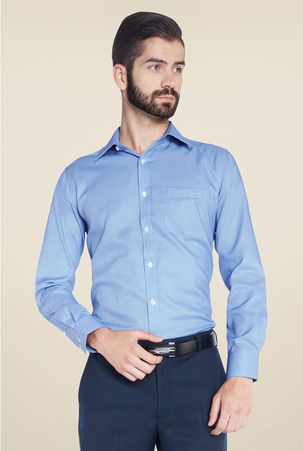 Park Avenue Blue Solid Cotton Shirt Park Avenue Blue Solid Cotton Shirt