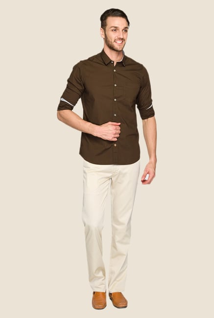 ColorPlus Brown Solid Shirt ColorPlus Brown Solid Shirt