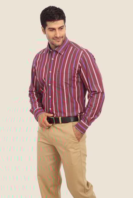 ColorPlus Maroon Striped Shirt ColorPlus Maroon Striped Shirt