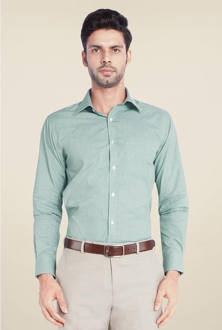 Park Avenue Green Printed Cotton Shirt Park Avenue Green Printed Cotton Shirt