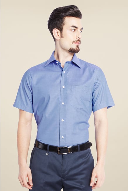 Park Avenue Blue Solid Cotton Shirt Park Avenue Blue Solid Cotton Shirt