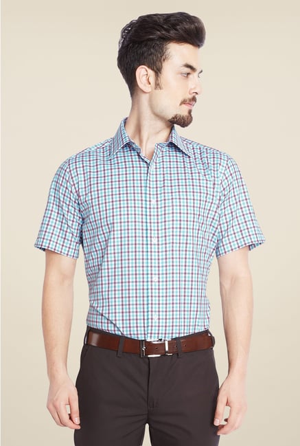 Park Avenue Light Blue Checks Cotton Shirt Park Avenue Light Blue Checks Cotton Shirt