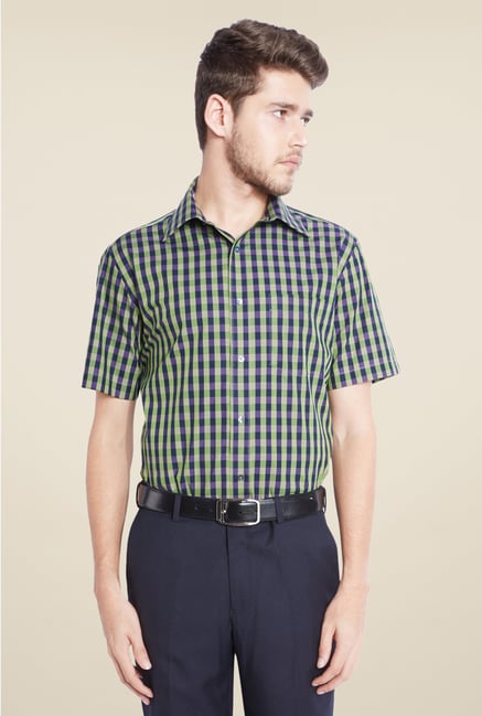 Park Avenue Green Checks Cotton Shirt Park Avenue Green Checks Cotton Shirt