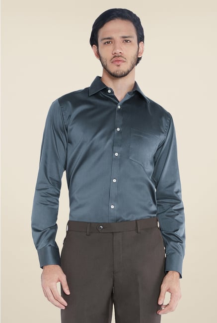 Park Avenue Dark Grey Solid Cotton Shirt Park Avenue Dark Grey Solid Cotton Shirt