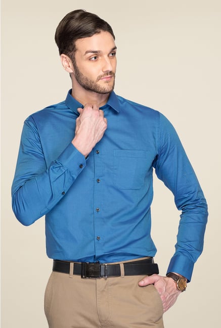 Park Avenue Blue Solid Cotton Shirt Park Avenue Blue Solid Cotton Shirt