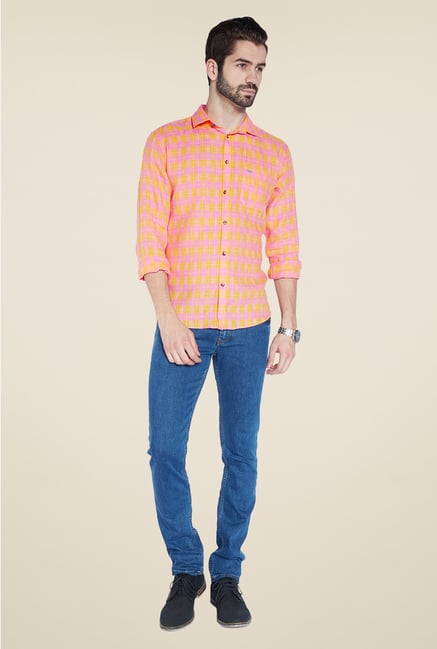 Park Avenue Pink Checks Linen Shirt Park Avenue Pink Checks Linen Shirt