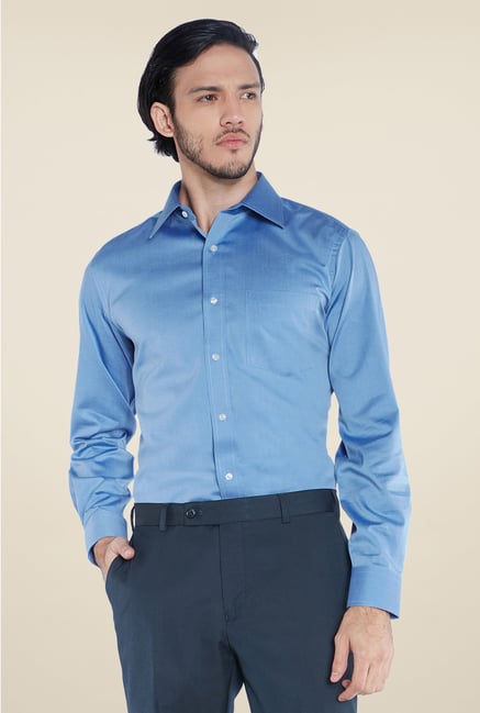 Park Avenue Blue Solid Cotton Shirt Park Avenue Blue Solid Cotton Shirt
