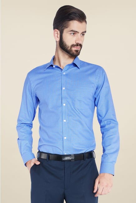 Park Avenue Blue Checks Cotton Shirt Park Avenue Blue Checks Cotton Shirt