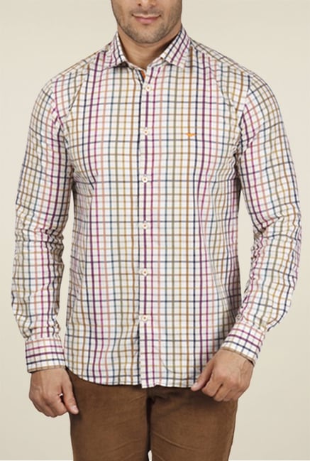 Park Avenue Beige Checks Shirt Park Avenue Beige Checks Shirt