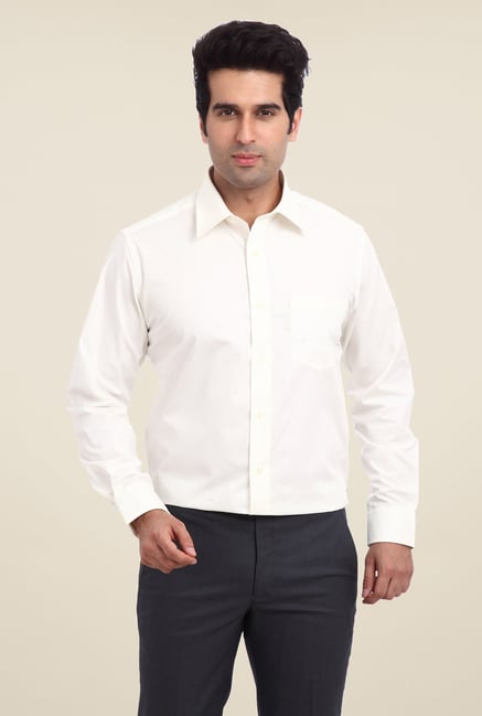 Park Avenue Cream Solid Shirt Park Avenue Cream Solid Shirt