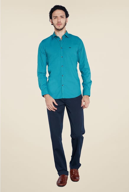 Park Avenue Blue Solid Shirt Park Avenue Blue Solid Shirt