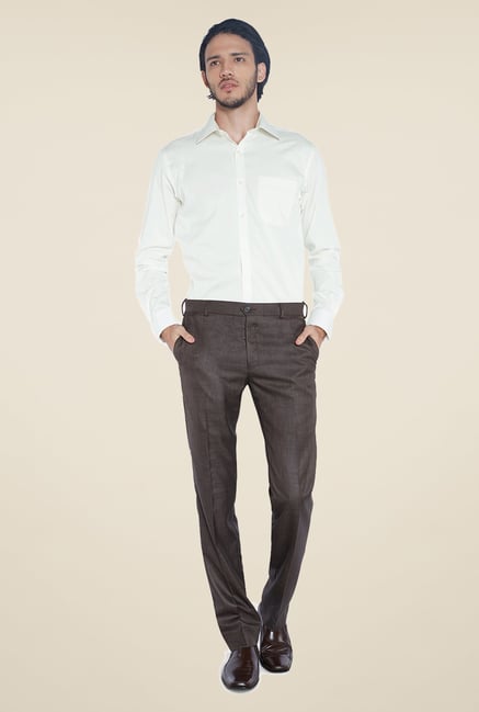 Park Avenue Cream Solid Cotton Shirt Park Avenue Cream Solid Cotton Shirt