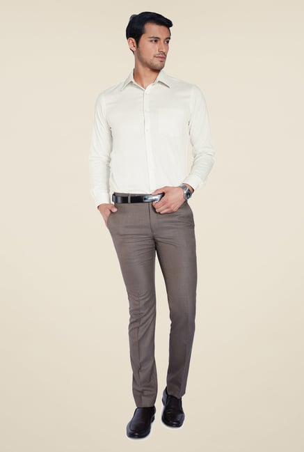 Park Avenue Cream Solid Cotton Shirt Park Avenue Cream Solid Cotton Shirt