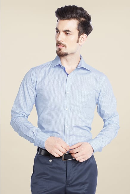 Park Avenue Light Blue Printed Cotton Shirt Park Avenue Light Blue Printed Cotton Shirt