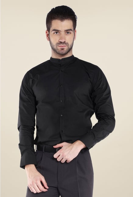 Park Avenue Black Solid Cotton Shirt Park Avenue Black Solid Cotton Shirt
