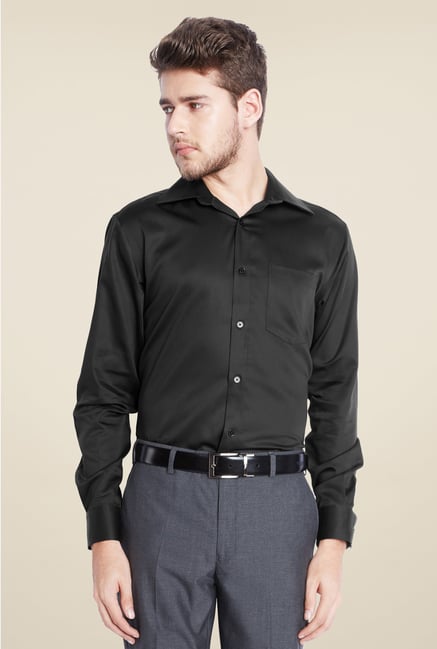 Park Avenue Black Solid Cotton Shirt Park Avenue Black Solid Cotton Shirt