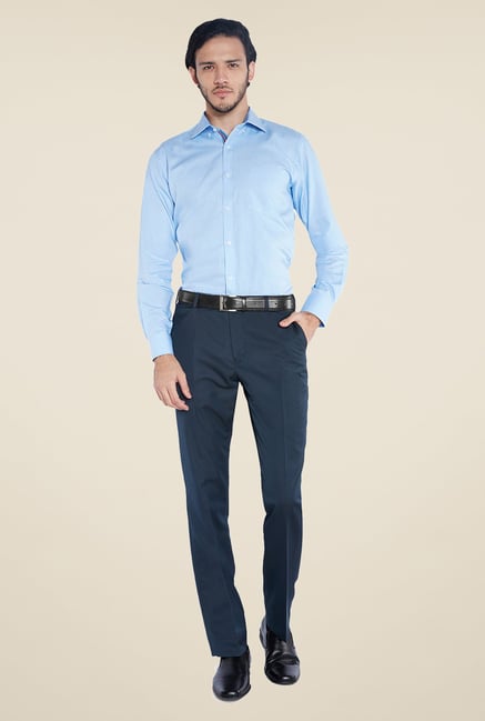 Park Avenue Blue Solid Cotton Shirt Park Avenue Blue Solid Cotton Shirt
