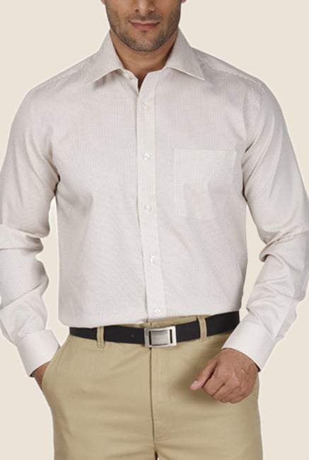 ColorPlus Beige Solid Cotton Shirt ColorPlus Beige Solid Cotton Shirt
