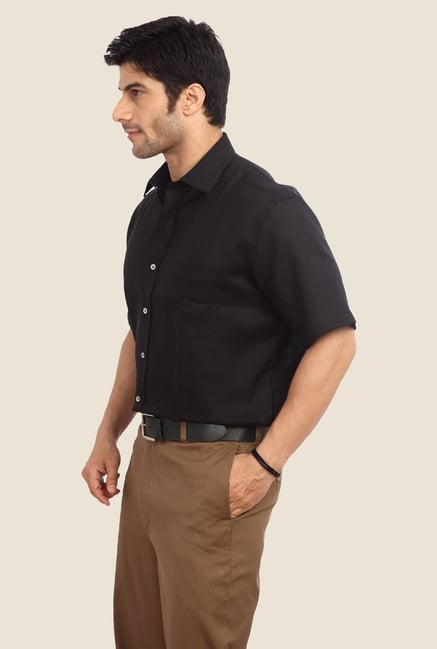 ColorPlus Black Solid Linen Shirt ColorPlus Black Solid Linen Shirt